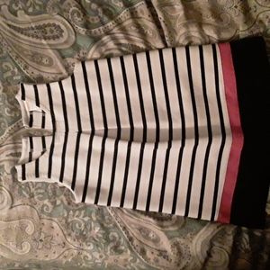 Girls Gymboree white, black & pink striped dress